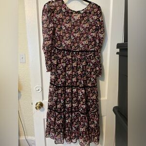 Zara cocktail dress, size S, with lined skirt, black floral.